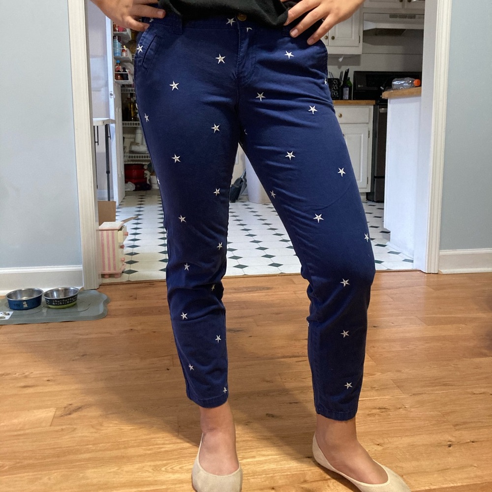 Dark Blue With White Star Print Pants